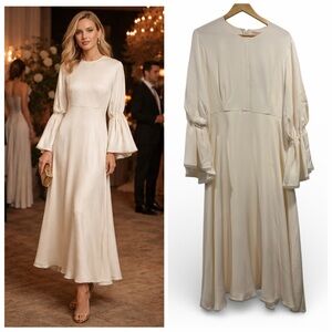 ROKSANDA Ailsa Ivory Silk Flare Sleeve Dress UK 16 US 12 Bridal Bride Formal NWT
